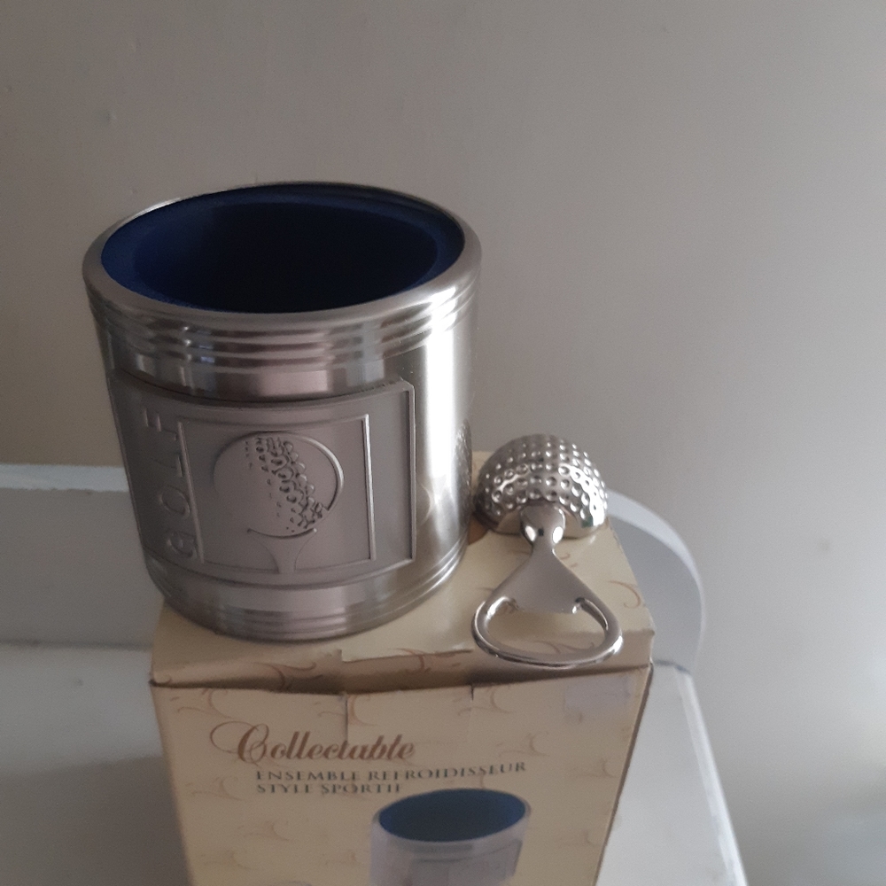 Collectable Golf Sport Design Can Cooler Set, can cooler, Bottle opener